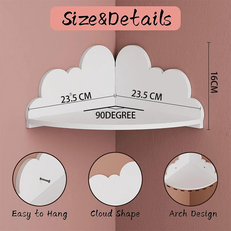 White Cloud-Shaped Corner Wall Shelf - product view 5