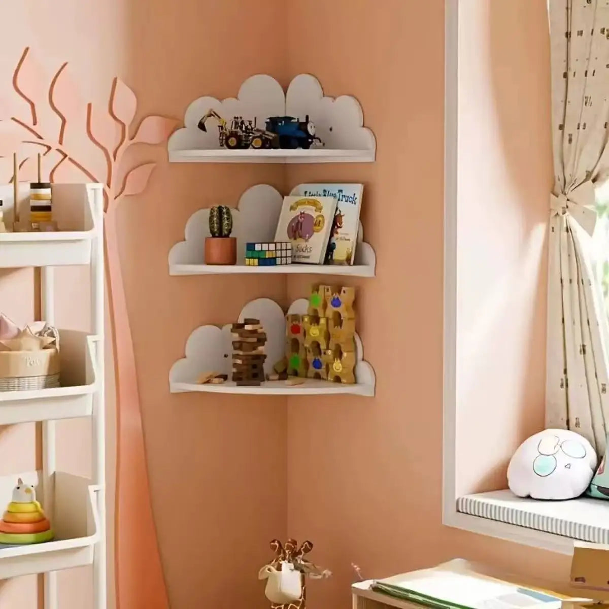 White Cloud-Shaped Corner Wall Shelf