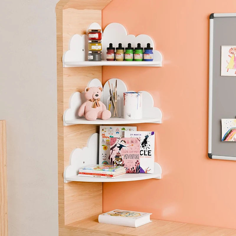 White Cloud-Shaped Corner Wall Shelf - product view 3