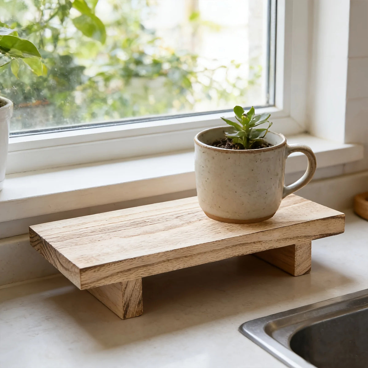 Vintage Wooden Decorative Tray – Brown - product view 3