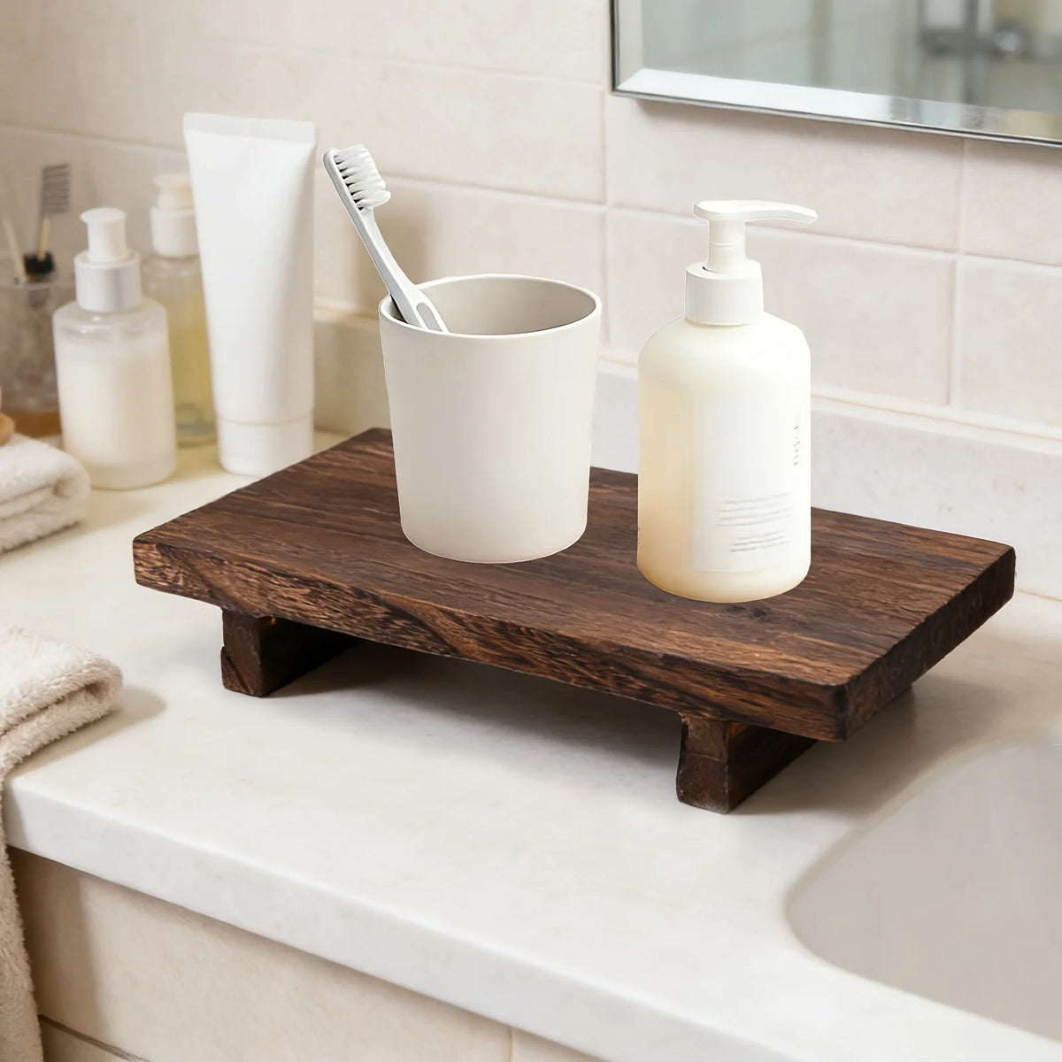 Vintage Wooden Decorative Tray – Brown - product view 4