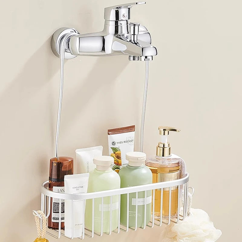 No-Drill Hanging Shower Caddy with Hooks
