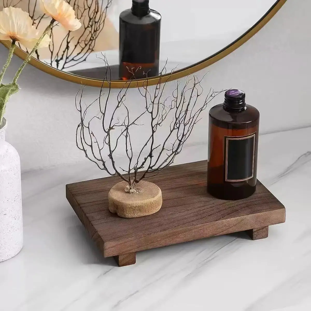 Vintage Wooden Decorative Tray – Brown