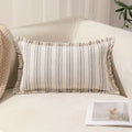 Boho Striped Pillow Cover with Fringed Edges - product view 5
