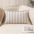 Boho Striped Pillow Cover with Fringed Edges - product view 5