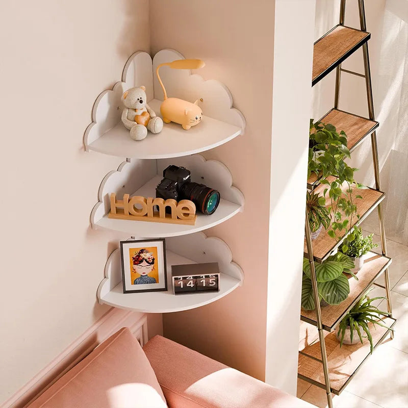 White Cloud-Shaped Corner Wall Shelf - product view 2