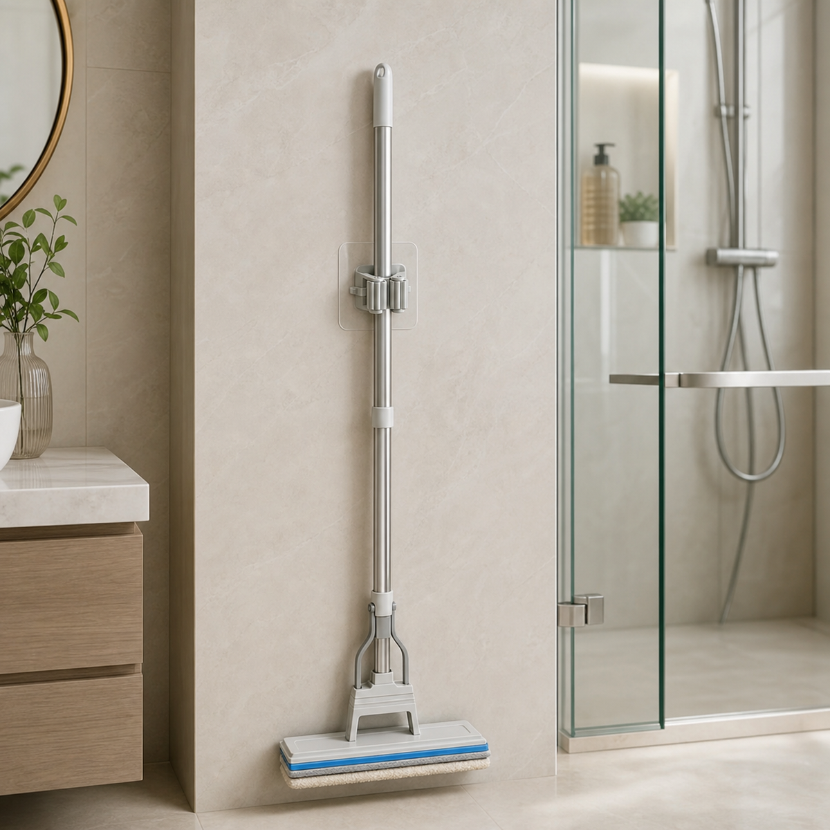 Adhesive Wall Hooks for Mops and Brooms