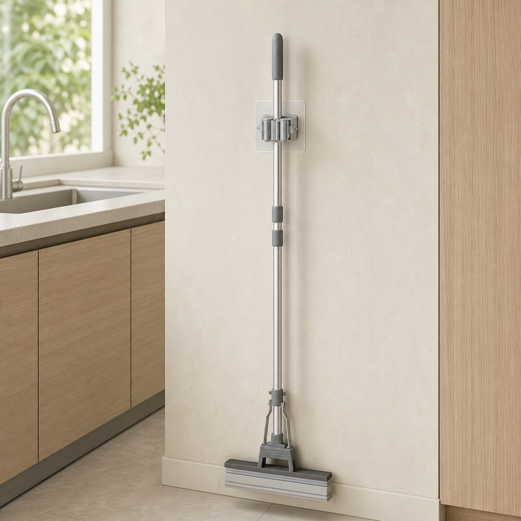 Adhesive Wall Hooks for Mops and Brooms