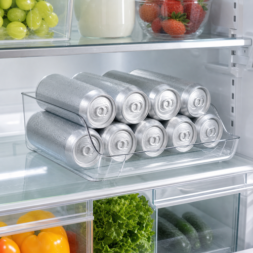 Auto-Roll Refrigerator Can Dispenser & Organizer Bin