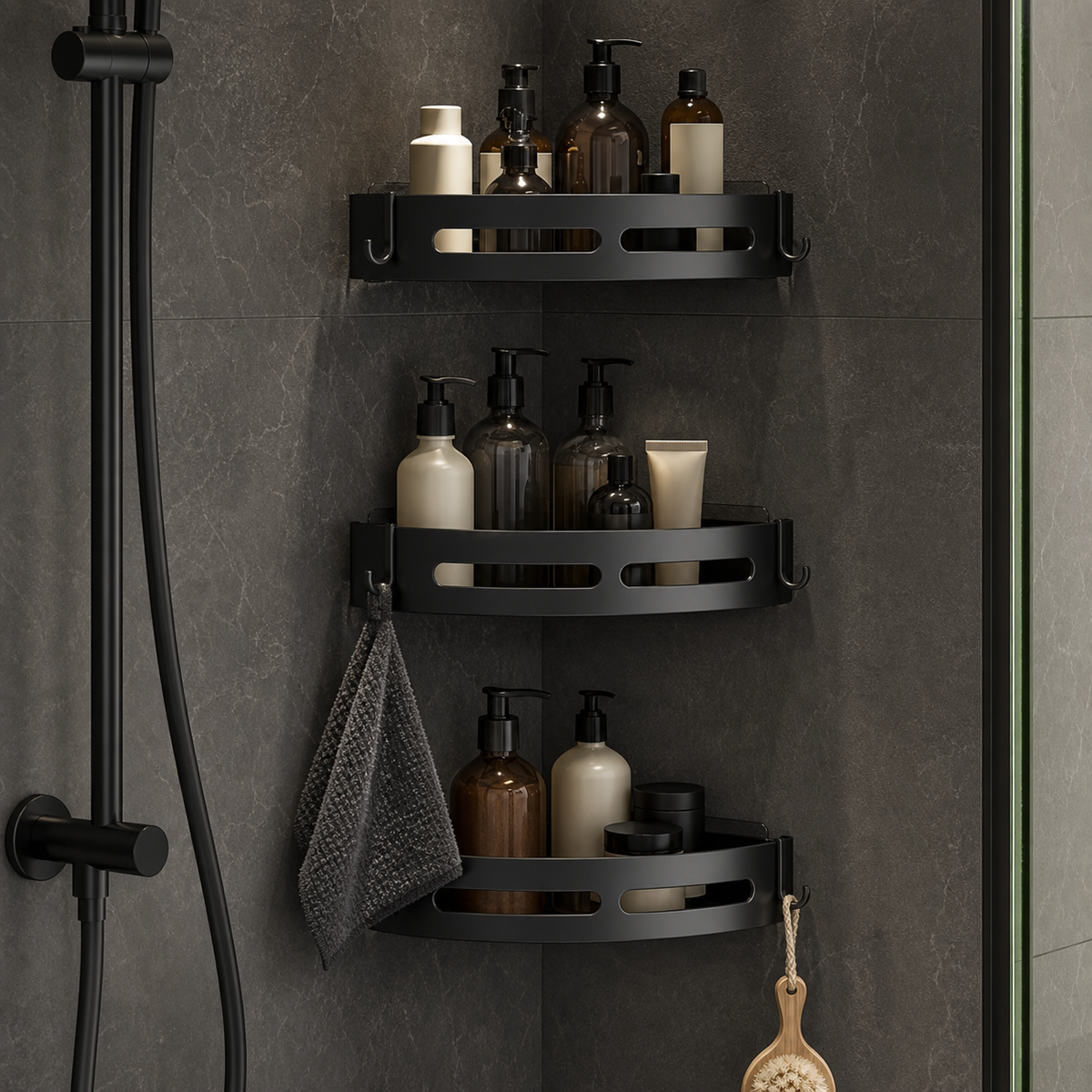 No-Drill Corner Shower Shelf