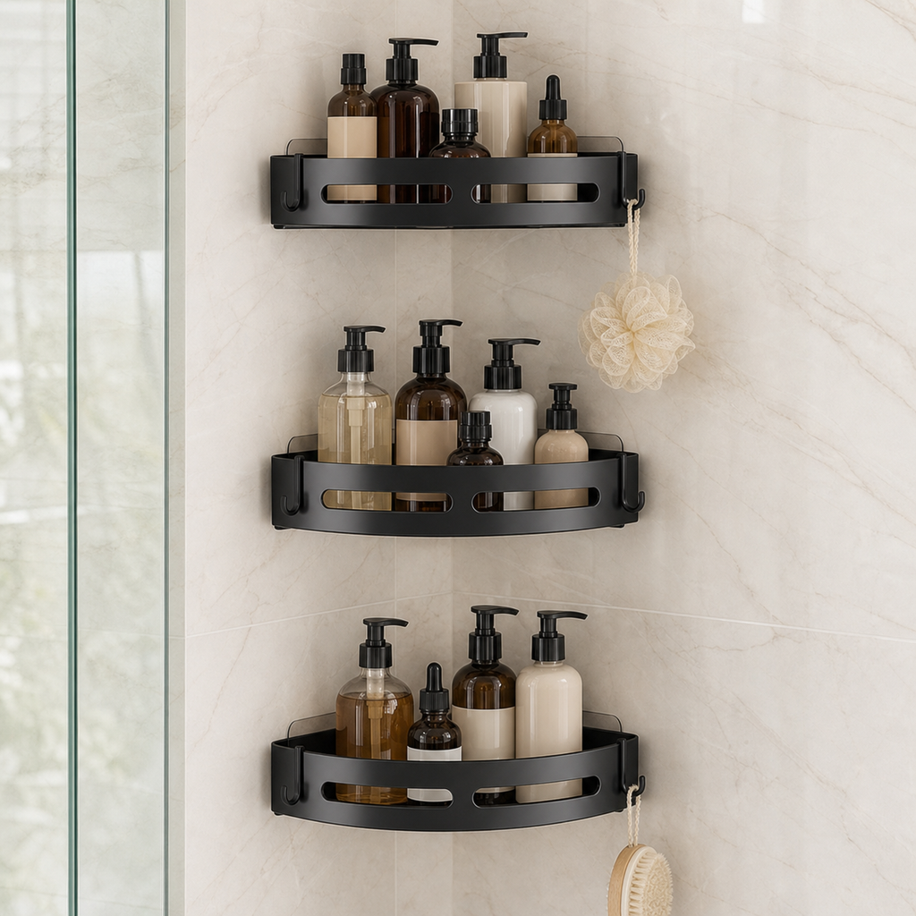 No-Drill Corner Shower Shelf