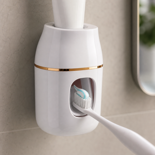 Automatic Toothpaste Dispenser & Wall-Mount Storage Rack