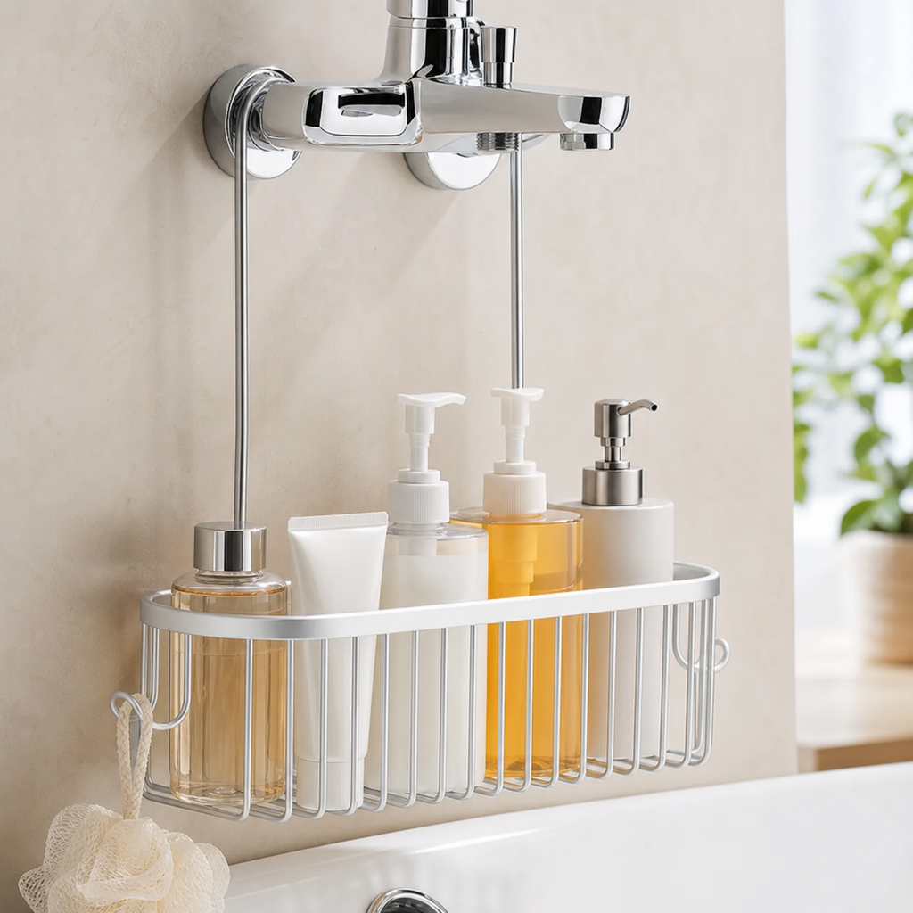No-Drill Hanging Shower Caddy with Hooks