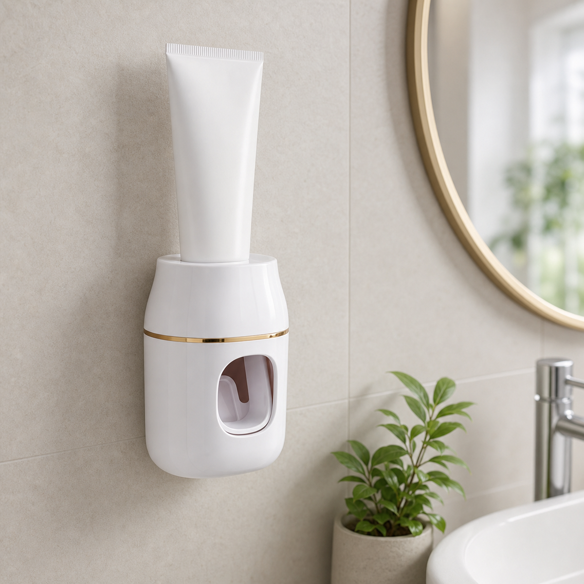 Automatic Toothpaste Dispenser & Wall-Mount Storage Rack