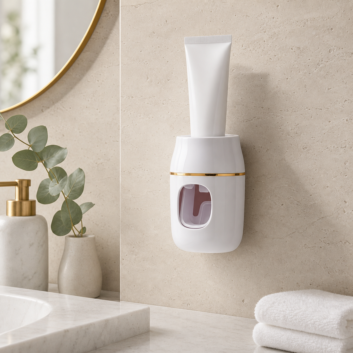 Automatic Toothpaste Dispenser & Wall-Mount Storage Rack