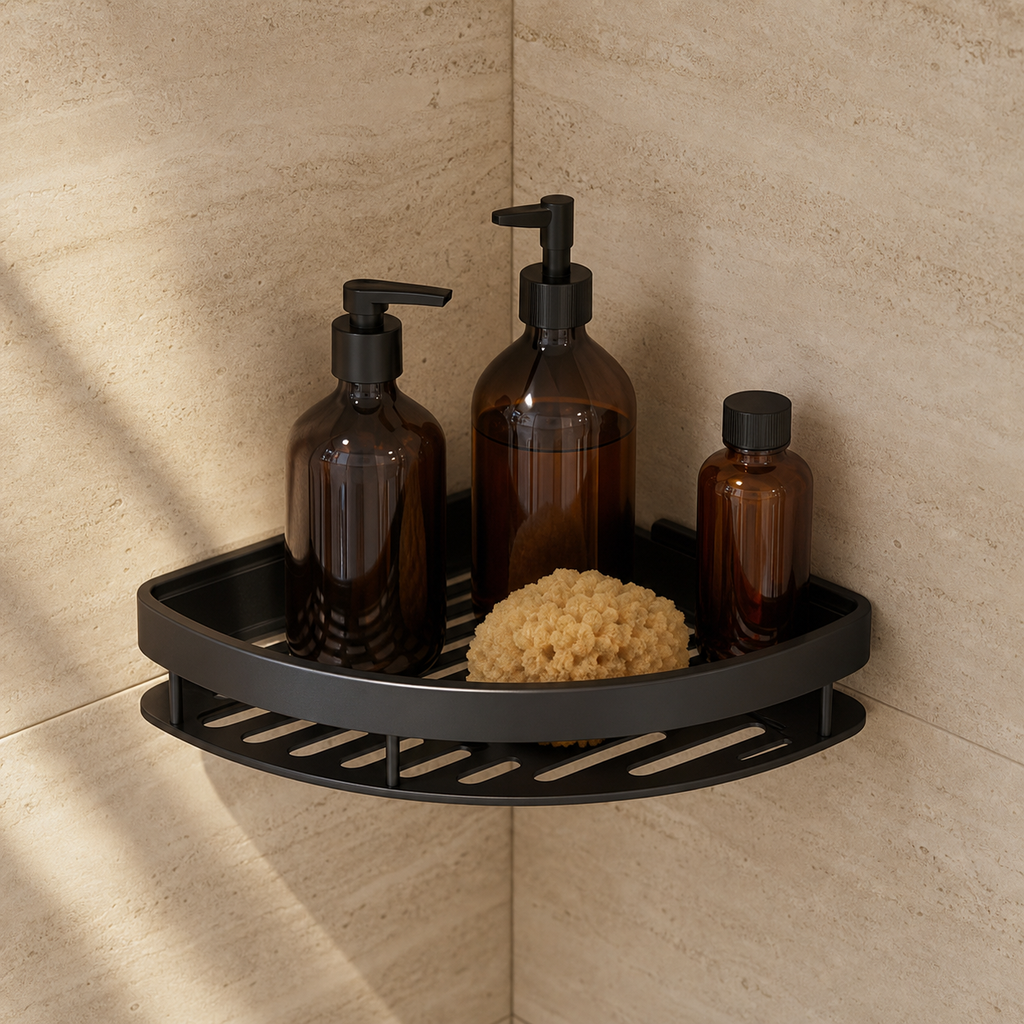 No-Drill Wall-Mount Bathroom Storage Shelf