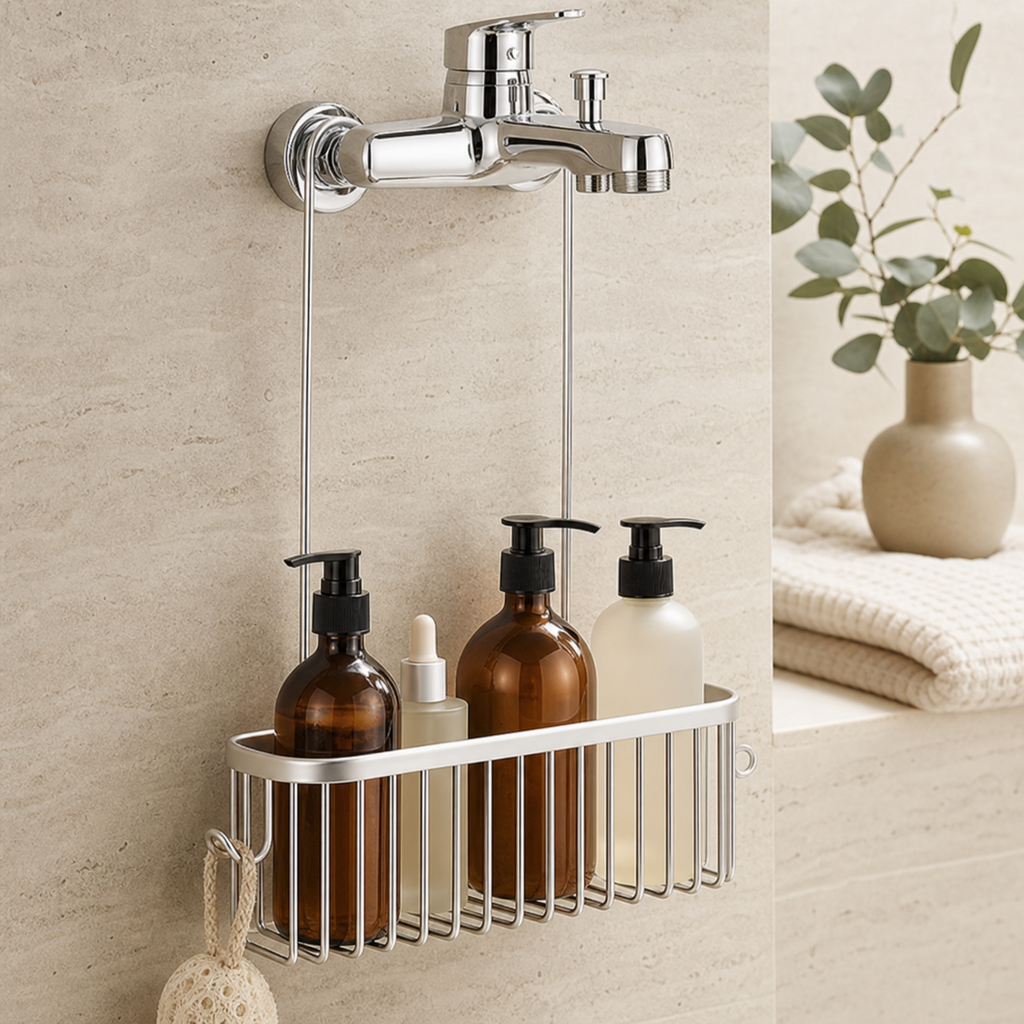 No-Drill Hanging Shower Caddy with Hooks