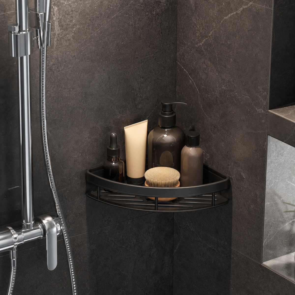 No-Drill Wall-Mount Bathroom Storage Shelf