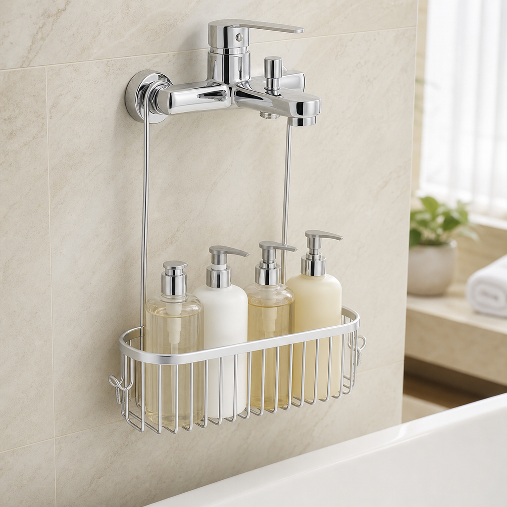 No-Drill Hanging Shower Caddy with Hooks