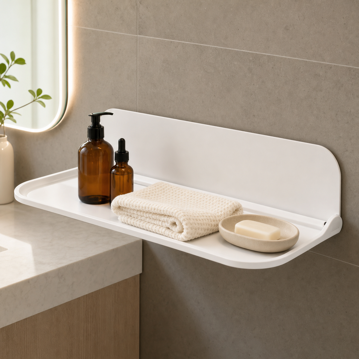 No-Drill Foldable Wall-Mounted Shelf