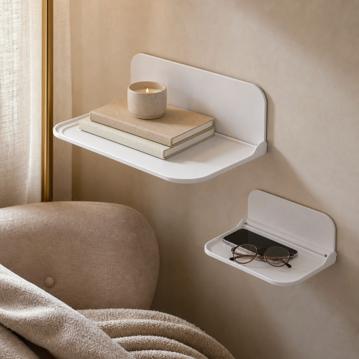 No-Drill Foldable Wall-Mounted Shelf