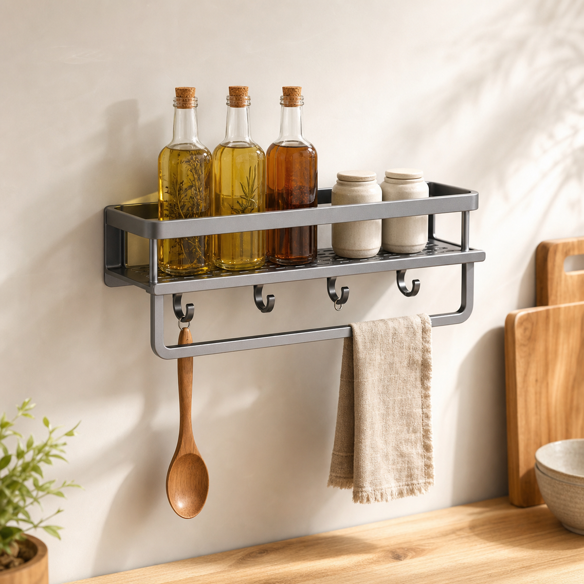 No-Drill Self-Adhesive Shower Shelf