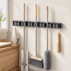 No-Drill Self-Adhesive Mop and Broom Holder